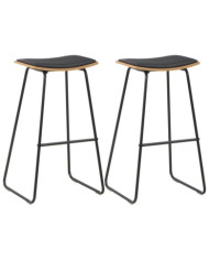 Tabourets de bar lot de 2 noir similicuir | Mobilier & Déco