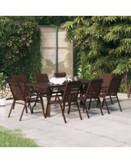 Ensemble à manger de jardin 9 pcs Marron et noir | Mobilier & Déco