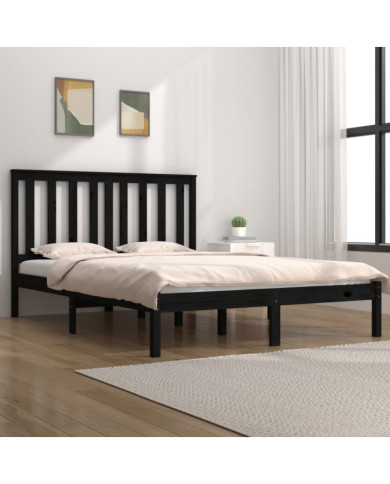 Cadre de lit sans matelas noir bois massif | Mobilier & Déco