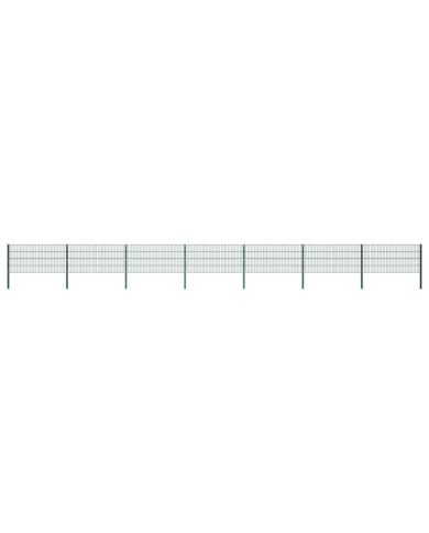 Panneau de clôture avec poteaux Fer 11,9 x 0,8 m Vert | Mobilier & Déco