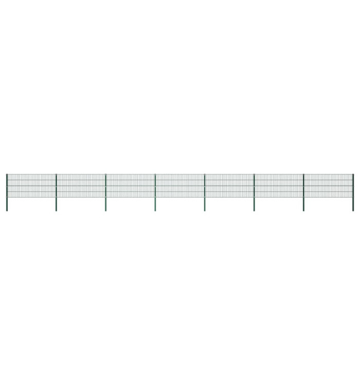 Panneau de clôture avec poteaux Fer 11,9 x 0,8 m Vert | Mobilier & Déco