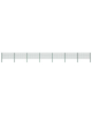 Panneau de clôture avec poteaux Fer 11,9 x 0,8 m Vert | Mobilier & Déco