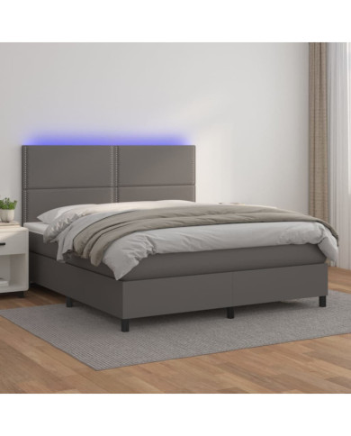 Sommier à lattes de lit avec matelas et LED Gris 160x200 cm | Mobilier & Déco