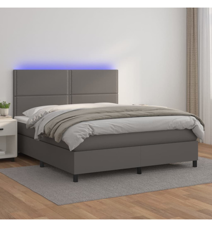 Sommier à lattes de lit avec matelas et LED Gris 160x200 cm | Mobilier & Déco
