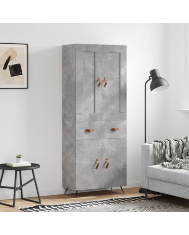 Buffet haut Gris béton 69,5x34x180 cm Bois d'ingénierie | Mobilier & Déco