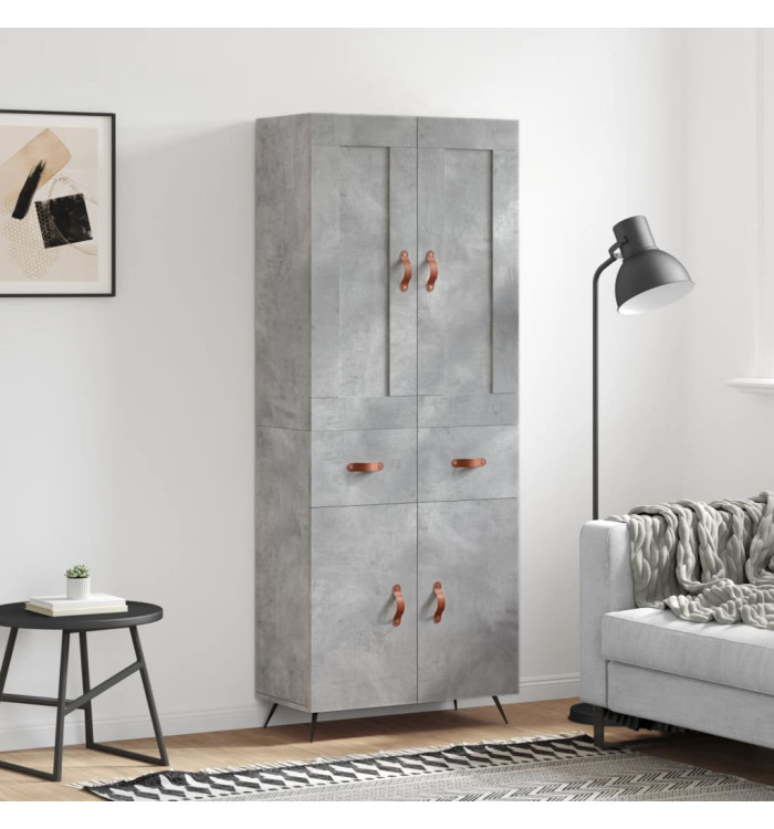 Buffet haut Gris béton 69,5x34x180 cm Bois d'ingénierie | Mobilier & Déco