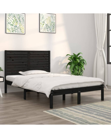 Cadre de lit sans matelas noir 120x190 cm bois massif | Mobilier & Déco