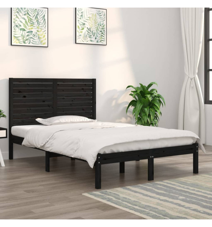 Cadre de lit sans matelas noir 120x190 cm bois massif | Mobilier & Déco