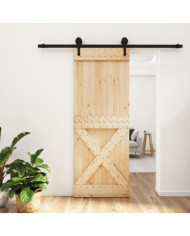 Porte coulissante et kit de quincaillerie 80x210 cm pin massif | Mobilier & Déco