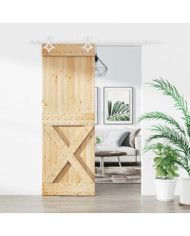 Porte coulissante et kit de quincaillerie 80x210 cm pin massif | Mobilier & Déco