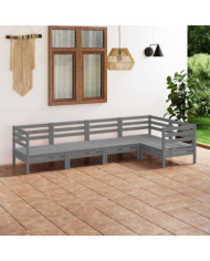 Salon de jardin 5 pcs Bois de pin massif Gris | Mobilier & Déco