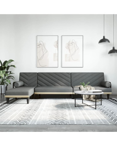 Canapé-lit en forme de L gris foncé 260x140x70 cm tissu | Mobilier & Déco
