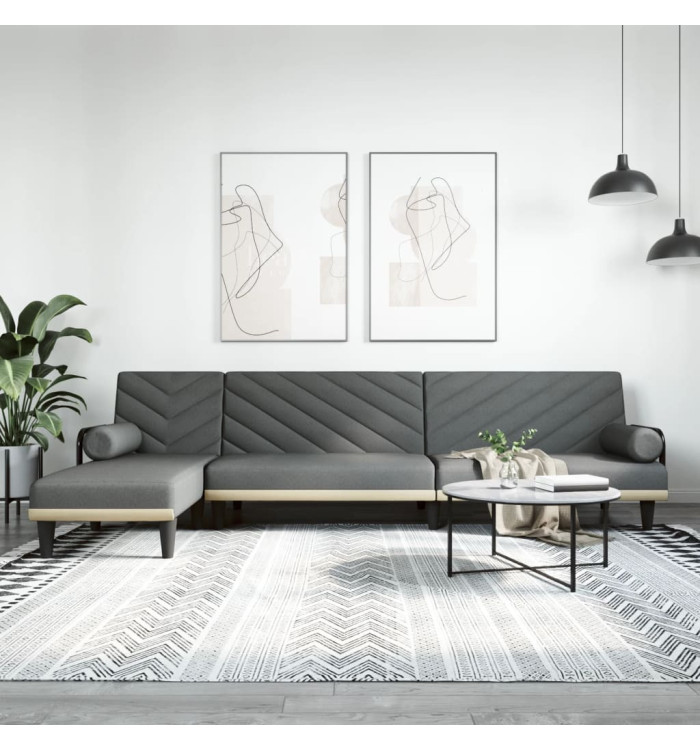 Canapé-lit en forme de L gris foncé 260x140x70 cm tissu | Mobilier & Déco