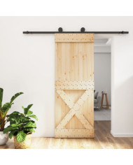 Porte coulissante et kit de quincaillerie 80x210 cm pin massif | Mobilier & Déco