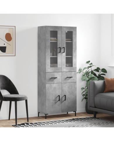 Buffet haut Gris béton 69,5x34x180 cm Bois d'ingénierie | Mobilier & Déco