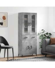 Buffet haut Gris béton 69,5x34x180 cm Bois d'ingénierie | Mobilier & Déco