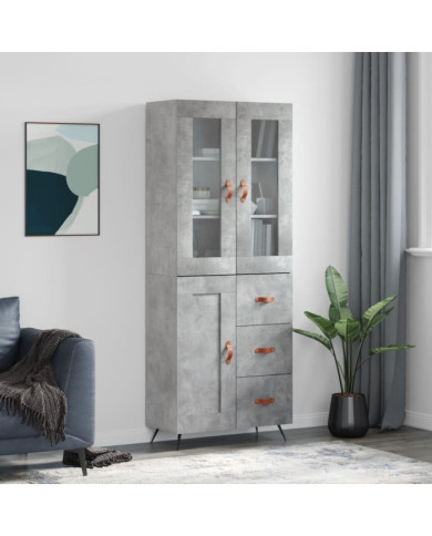 Buffet haut Gris béton 69,5x34x180 cm Bois d'ingénierie | Mobilier & Déco
