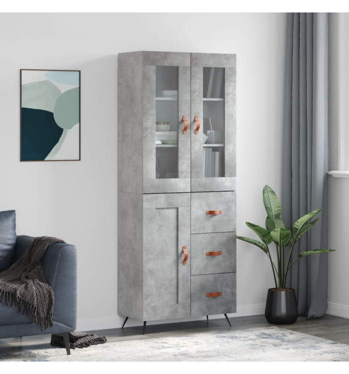 Buffet haut Gris béton 69,5x34x180 cm Bois d'ingénierie | Mobilier & Déco