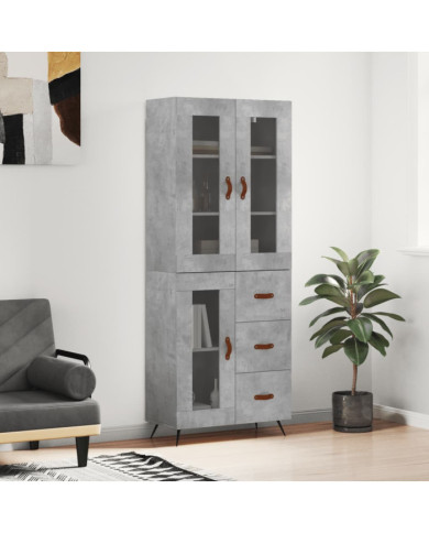 Buffet haut Gris béton 69,5x34x180 cm Bois d'ingénierie | Mobilier & Déco