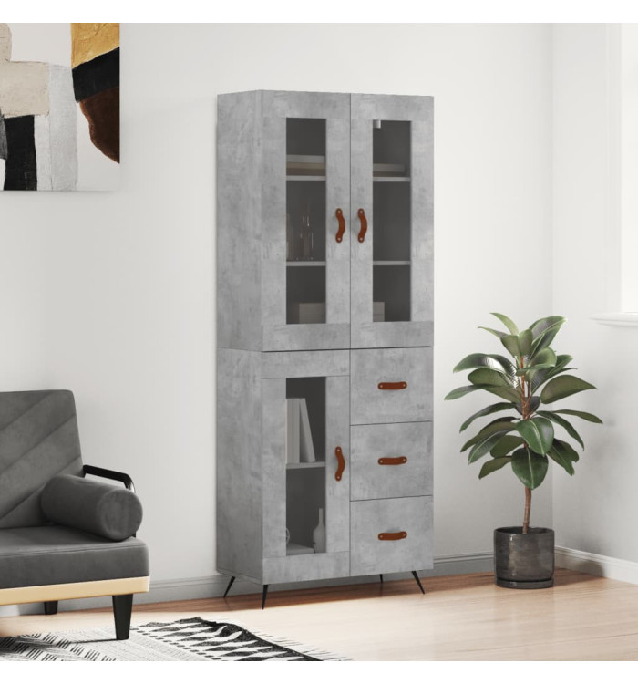 Buffet haut Gris béton 69,5x34x180 cm Bois d'ingénierie | Mobilier & Déco