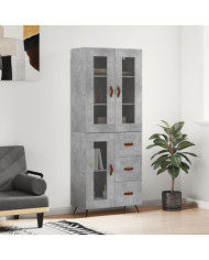 Buffet haut Gris béton 69,5x34x180 cm Bois d'ingénierie | Mobilier & Déco