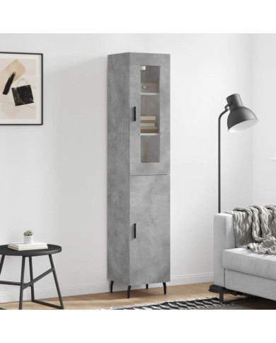 Buffet haut Gris béton 34,5x34x180 cm Bois d'ingénierie | Mobilier & Déco