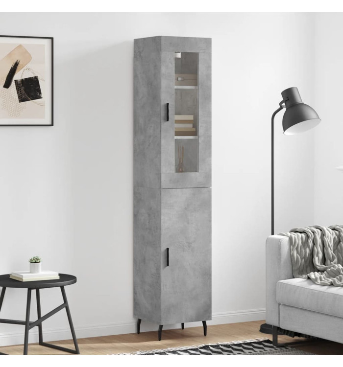 Buffet haut Gris béton 34,5x34x180 cm Bois d'ingénierie | Mobilier & Déco