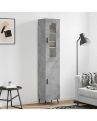 Buffet haut Gris béton 34,5x34x180 cm Bois d'ingénierie | Mobilier & Déco