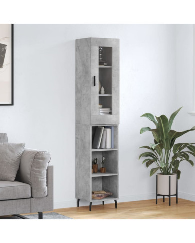 Buffet haut Gris béton 34,5x34x180 cm Bois d'ingénierie | Mobilier & Déco