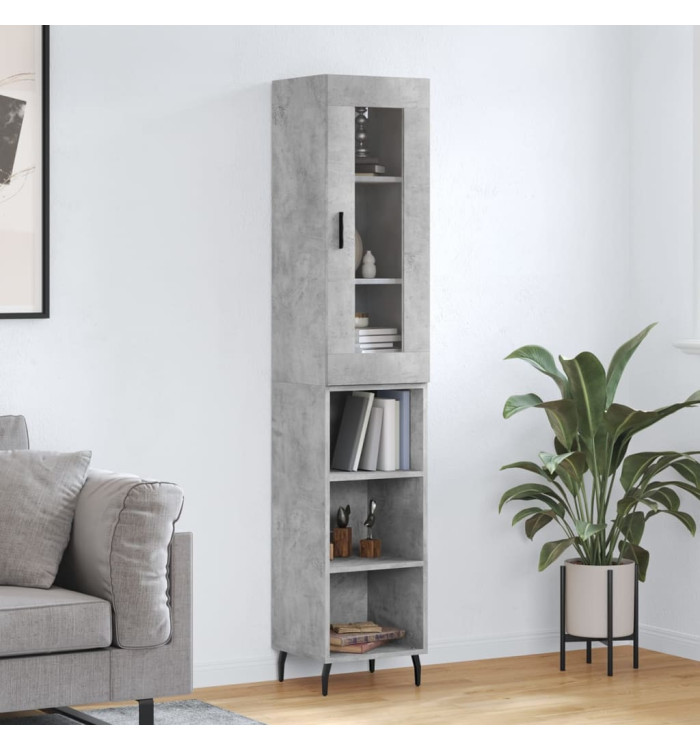 Buffet haut Gris béton 34,5x34x180 cm Bois d'ingénierie | Mobilier & Déco