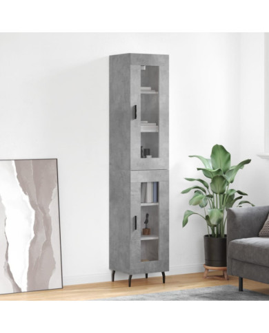 Buffet haut Gris béton 34,5x34x180 cm Bois d'ingénierie | Mobilier & Déco