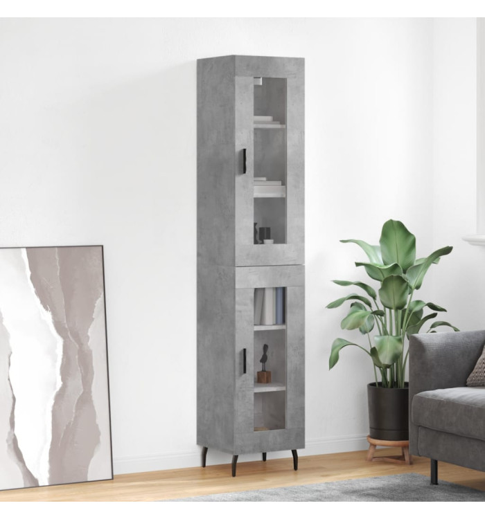Buffet haut Gris béton 34,5x34x180 cm Bois d'ingénierie | Mobilier & Déco
