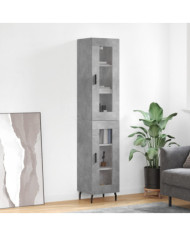 Buffet haut Gris béton 34,5x34x180 cm Bois d'ingénierie | Mobilier & Déco