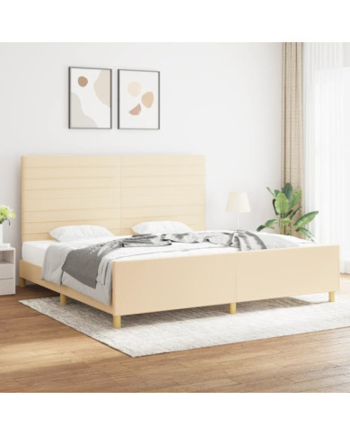Cadre de lit sans matelas crème 200x200 cm tissu | Mobilier & Déco