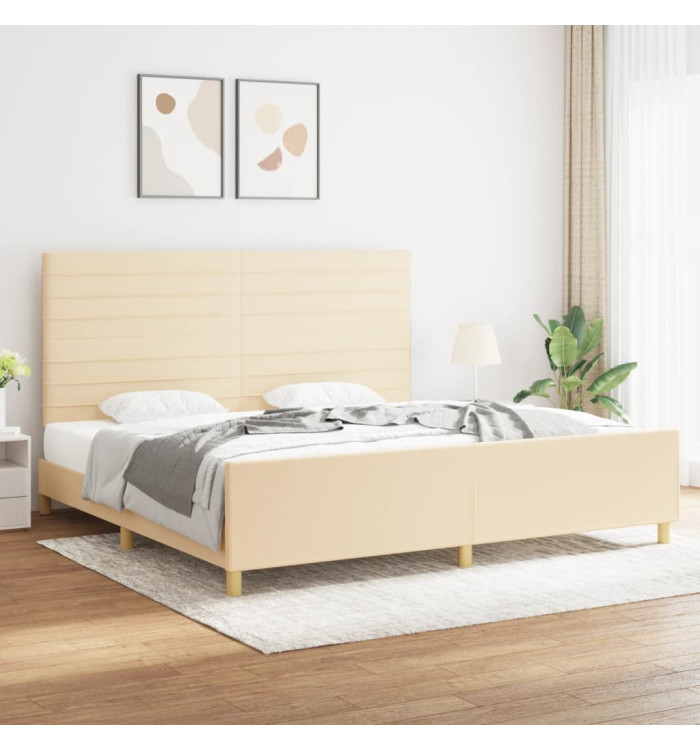Cadre de lit sans matelas crème 200x200 cm tissu | Mobilier & Déco