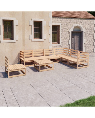 Salon de jardin 8 pcs bois de pin massif | Mobilier & Déco