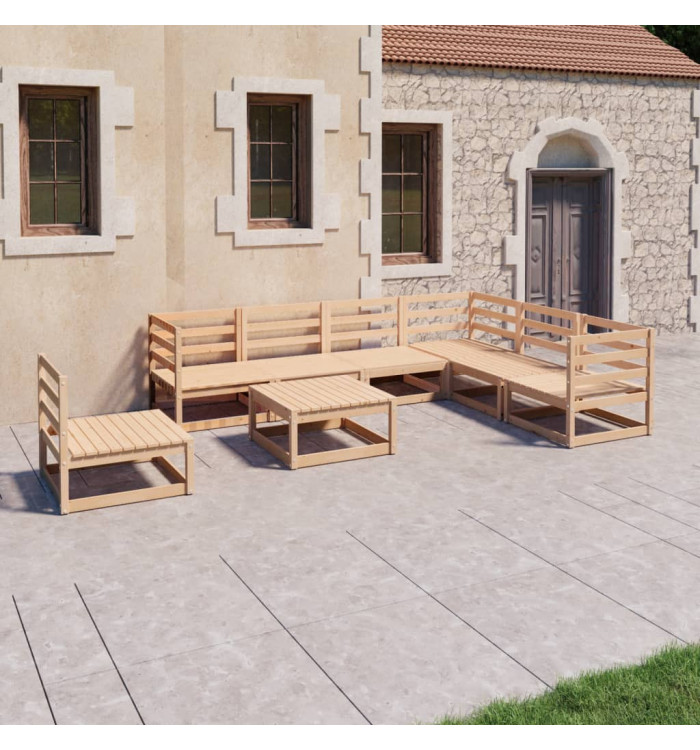 Salon de jardin 8 pcs bois de pin massif | Mobilier & Déco