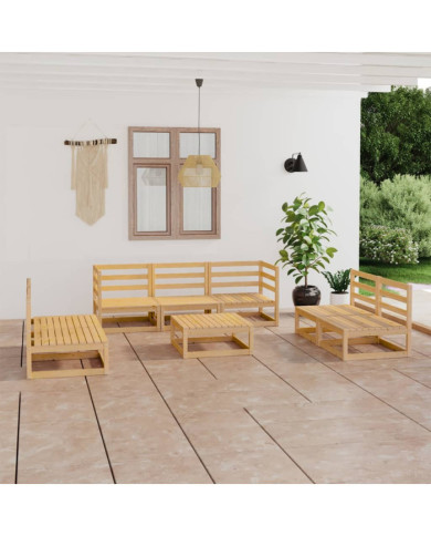Salon de jardin 8 pcs bois de pin massif | Mobilier & Déco
