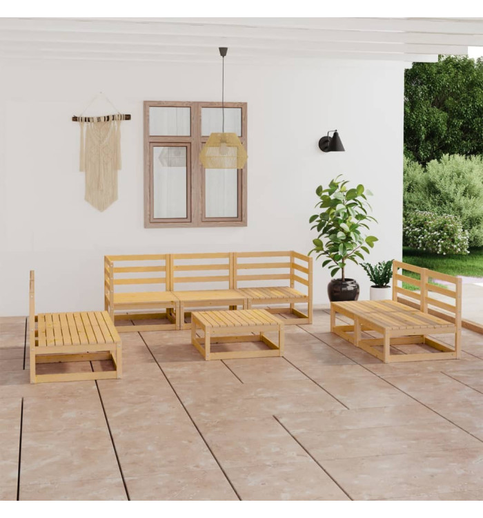 Salon de jardin 8 pcs bois de pin massif | Mobilier & Déco