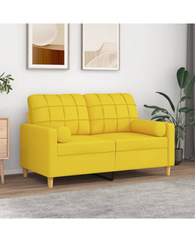 Canapé 2 places avec oreillers jaune clair 120 cm tissu | Mobilier & Déco