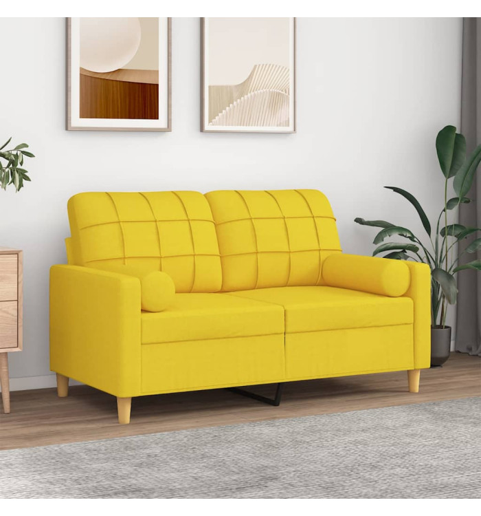 Canapé 2 places avec oreillers jaune clair 120 cm tissu | Mobilier & Déco