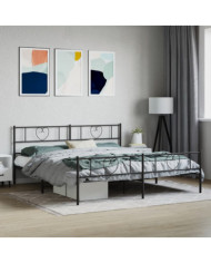 Cadre de lit métal sans matelas avec pied de lit noir 180x200cm | Mobilier & Déco
