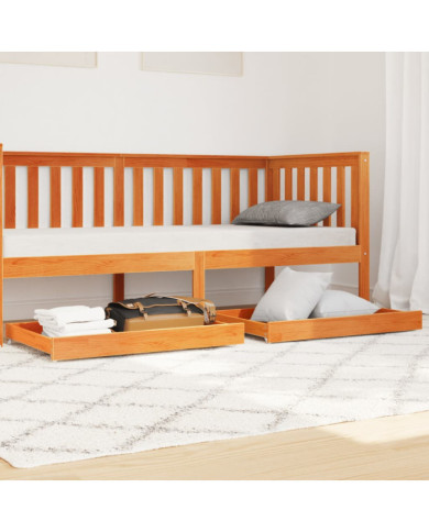 Tiroirs de lit de jour 2 pcs cire marron bois de pin massif | Mobilier & Déco