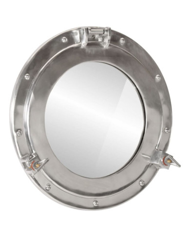 Miroir en forme de hublot mural Ø38 cm aluminium et verre | Mobilier & Déco