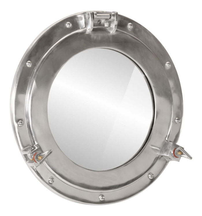 Miroir en forme de hublot mural Ø38 cm aluminium et verre | Mobilier & Déco