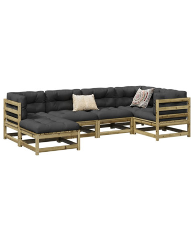 Salon de jardin 6 pcs bois de pin imprégné | Mobilier & Déco