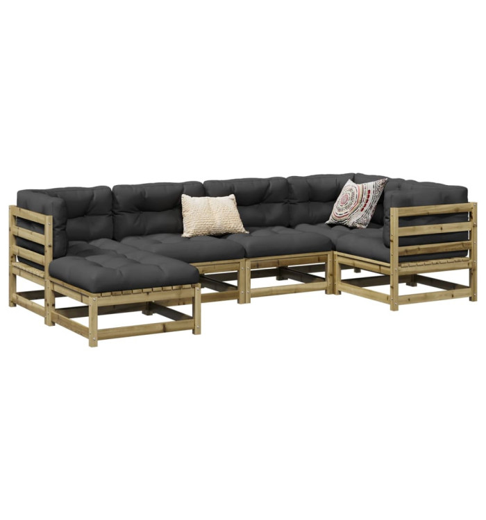Salon de jardin 6 pcs bois de pin imprégné | Mobilier & Déco