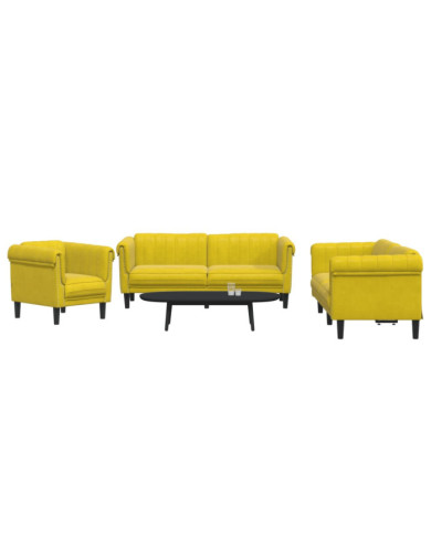 Ensemble de canapés 3 pcs jaune velours | Mobilier & Déco