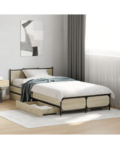 Cadre de lit avec tiroirs sans matelas chêne sonoma 90x190 cm | Mobilier & Déco
