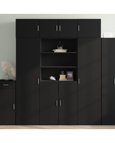 Buffet haut noir 80x42,5x185 cm bois d'ingénierie | Mobilier & Déco